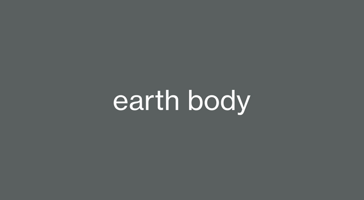 Cover image with text, "earth body"
